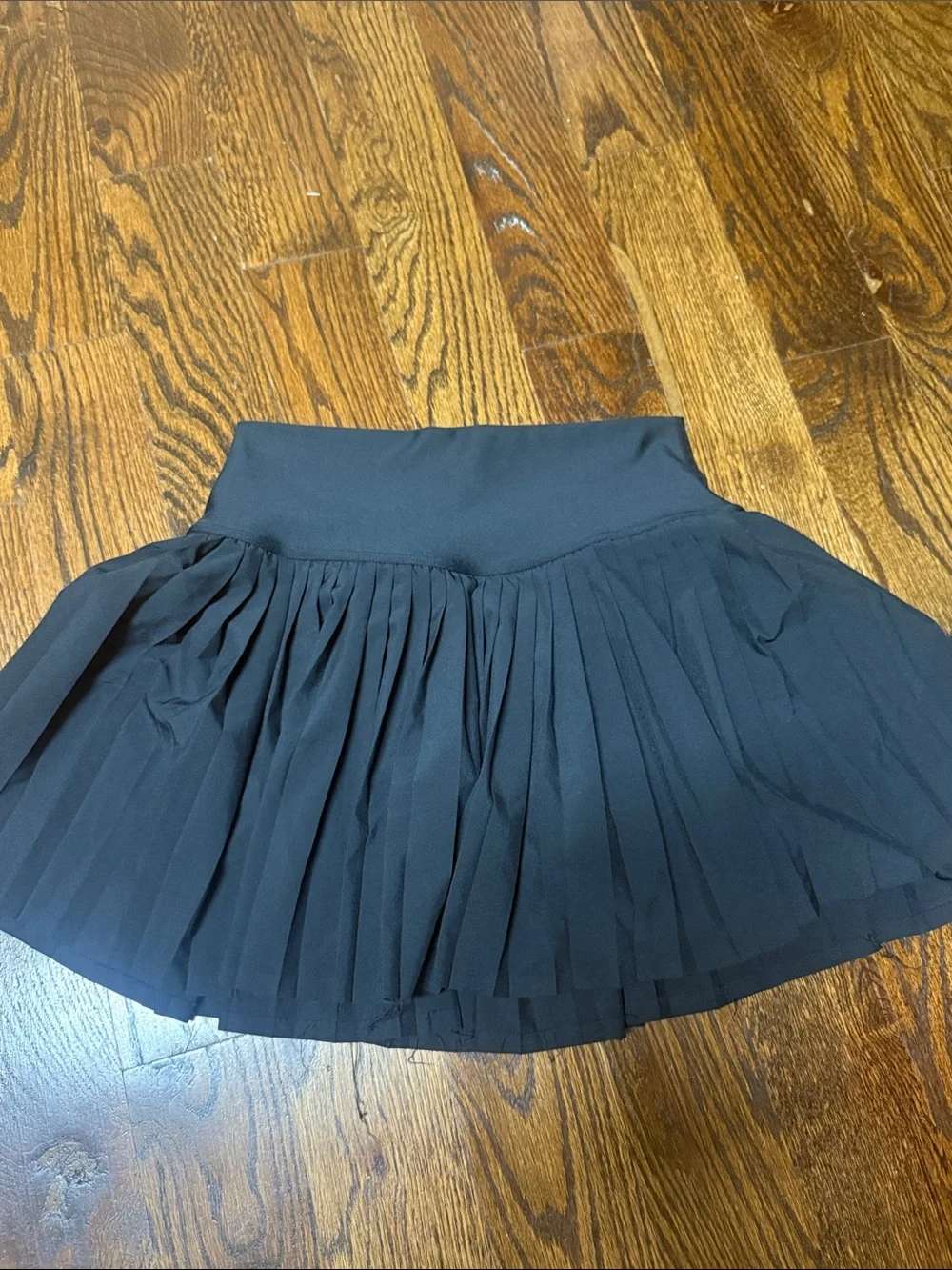 ALO Yoga Black Pleated Skater Skirt